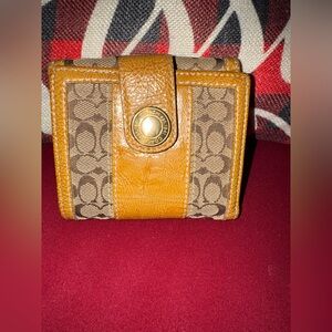 Coach Vintage Signature Brown and Gold Wallet
